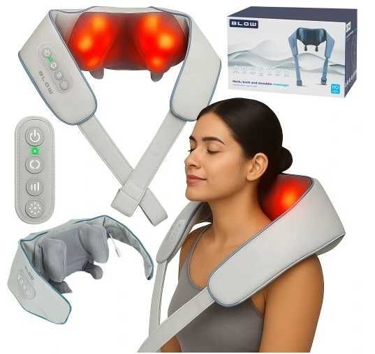 Masażer bezprzewodowy do szyi karku pleców grzejący na akumulator
