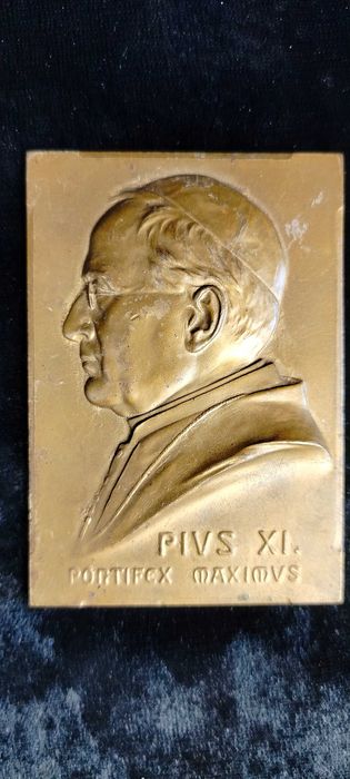 Stara plakieta z brązu Pius XI