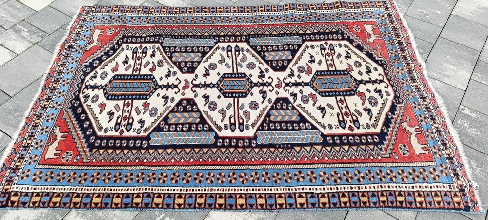 Dywan wełniany tkany ręcznie 157 x 104 cm wełna turecki piękne kolory