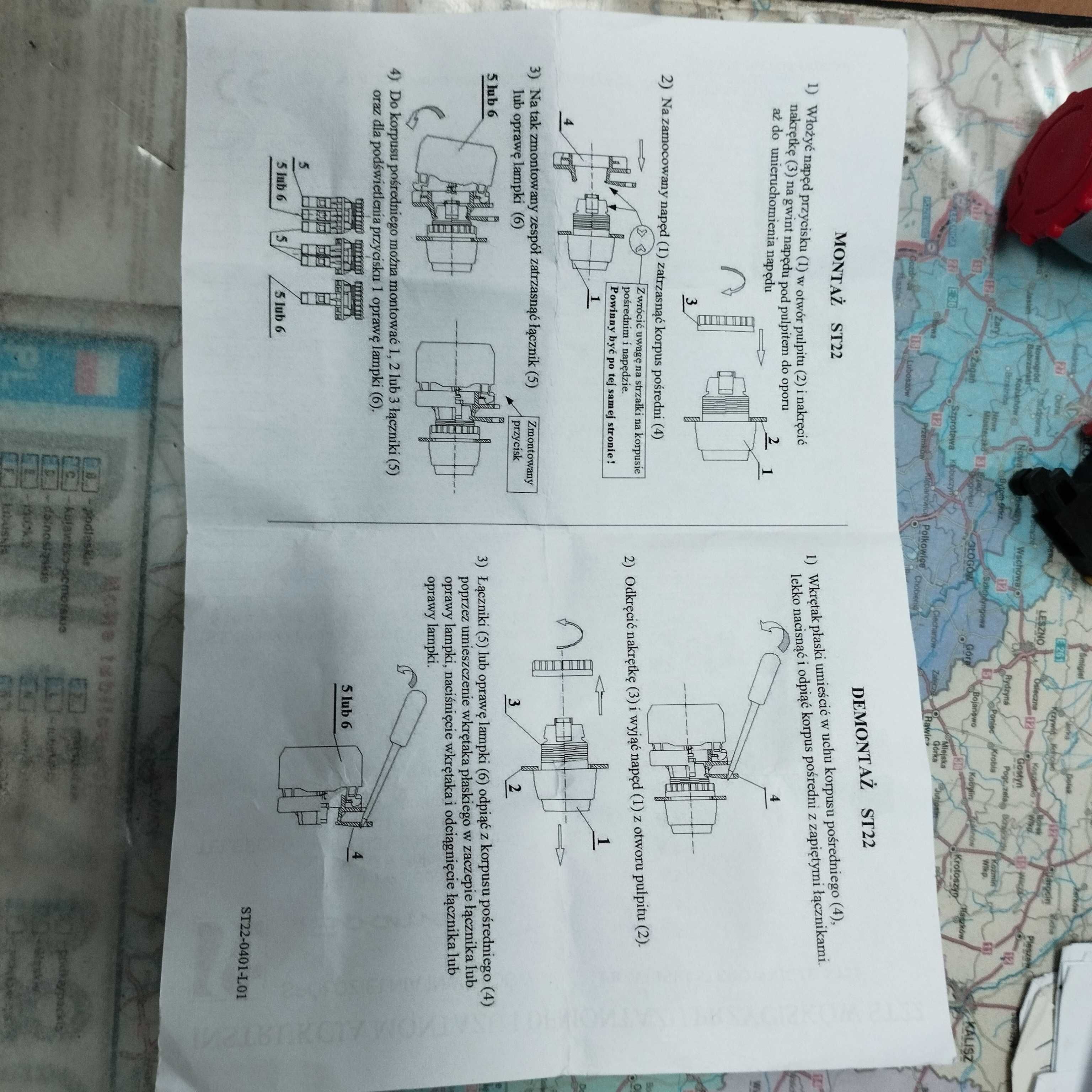 Przycisk kompletny z guzikiem grzybkowym bezpieczeństwa ST22-B-01