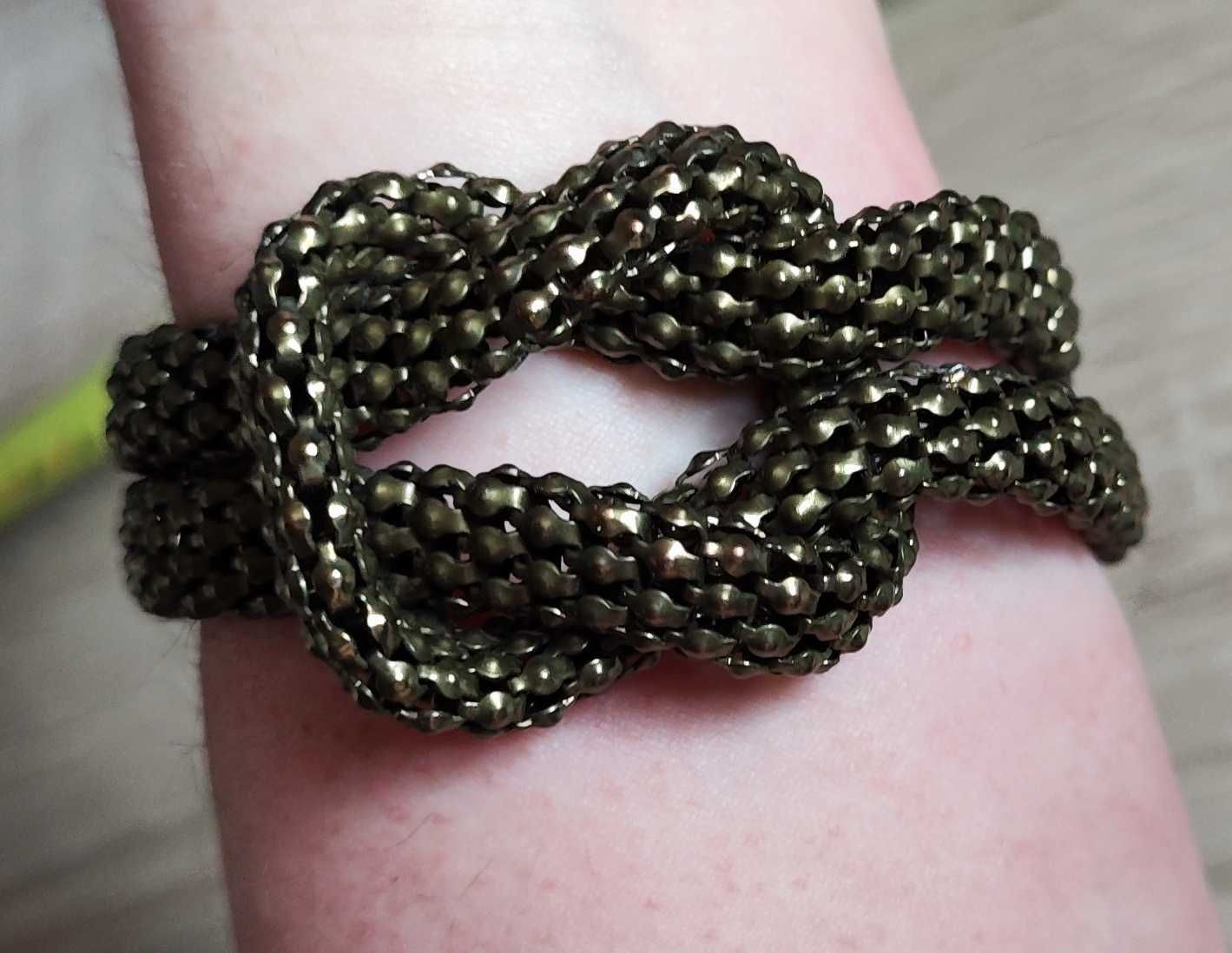 bransoletka gruba szeroka złota ciemna splot 20 cm
