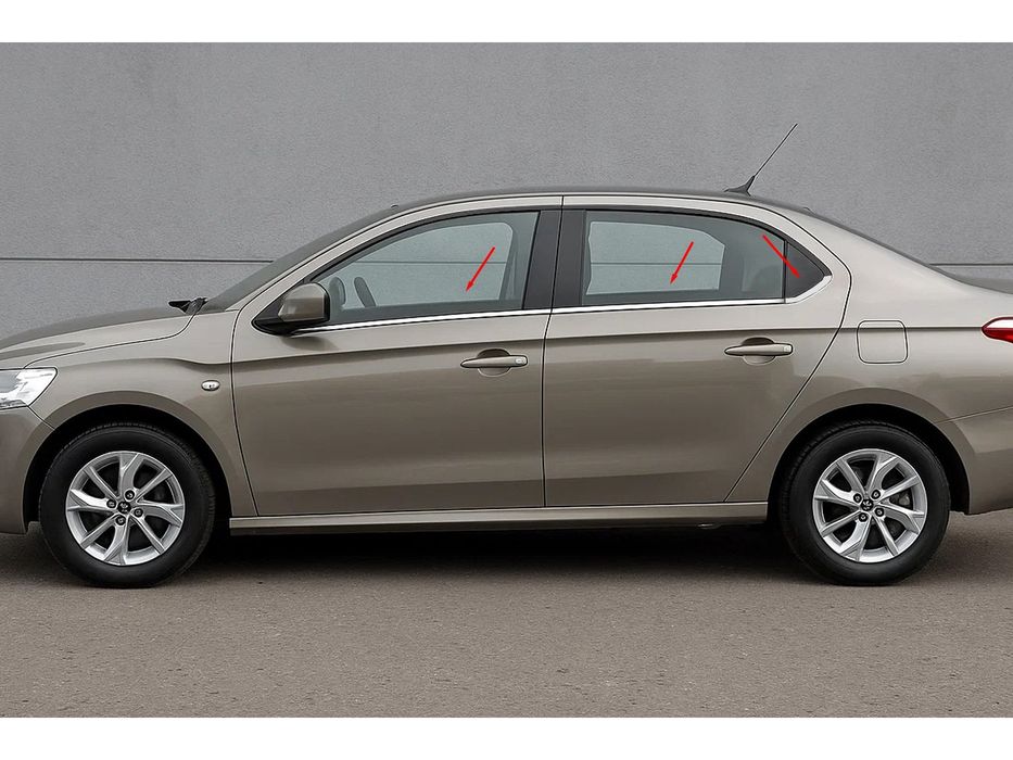 Citroen C-Elysee Нижние молдинги стекол, окантовка окон Carmos