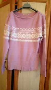 Biało- różowy sweterek bluzka L/XL
