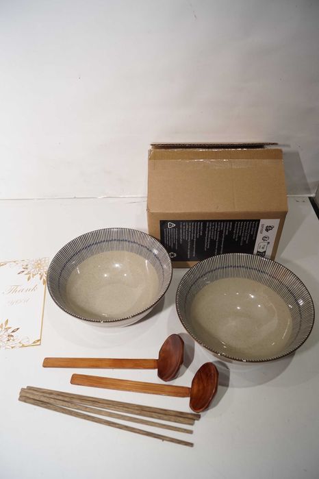 2X japońska ceramiczna miska Ramen miski do ramenu pałeczki łyżki