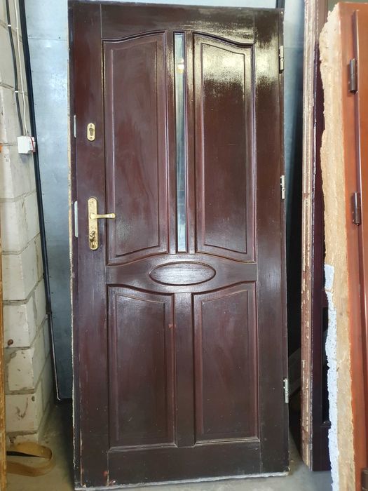 DRZWI Zewnętrzne Drewniane Sosnowe Wejściowe 99x219cm