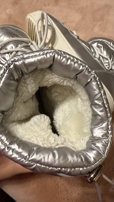 Srebrne metaliczne śniegowce rozmiar 36