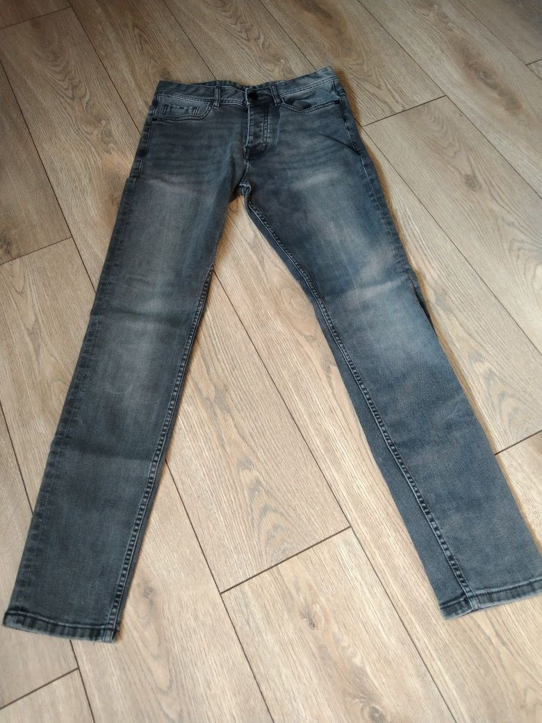 Spodnie jeans slim fit Primark 32 elastan szare