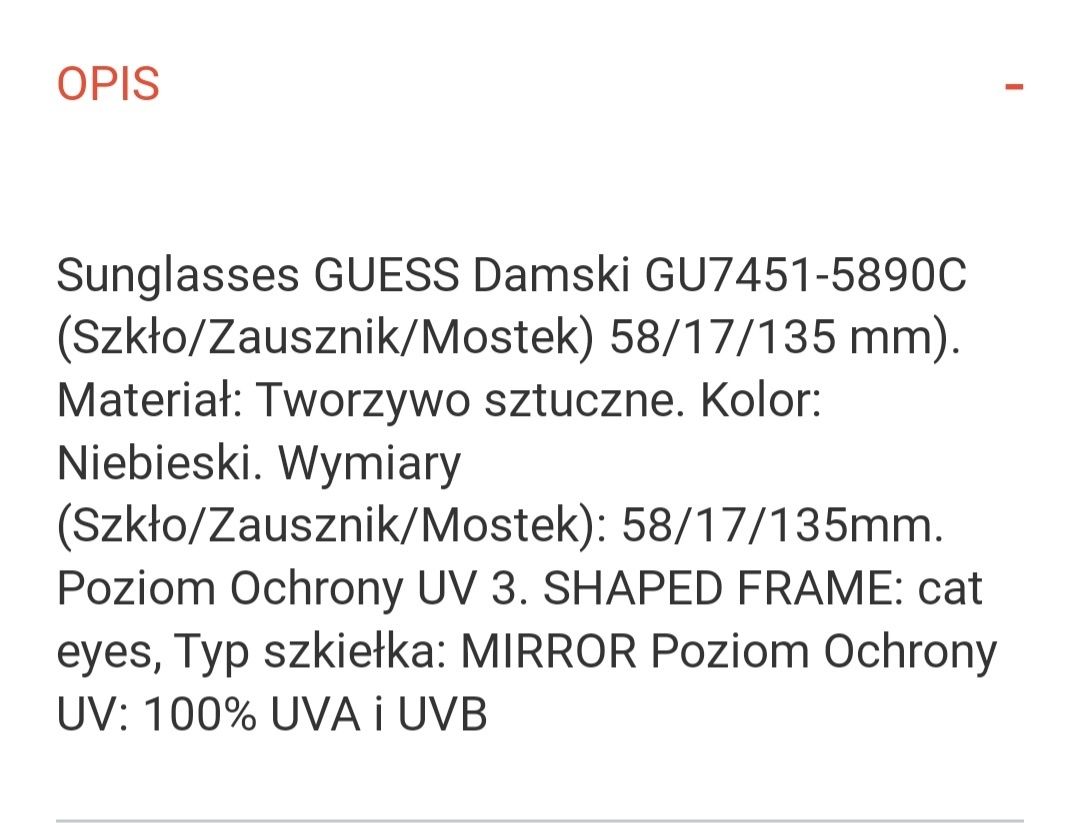 Okulary lustrzane Guess