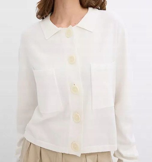 B.P.C sweter śmietankowy z kołnierzykiem na guziki ^52/54