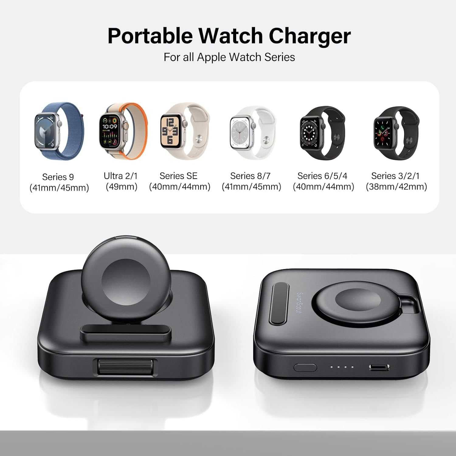 SwanScout Bezprzewodowa ładowarka 1800mAh dla Apple Watch Indukcja