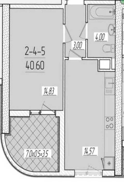 tir-31.  1-но кімнатна квартира в ЖК Кадор Сіти