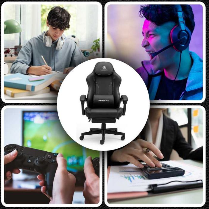 Nowy Fotel Gamingowy Pikowany Premium Biurowy Obrotowy Podnóżek +Masaż