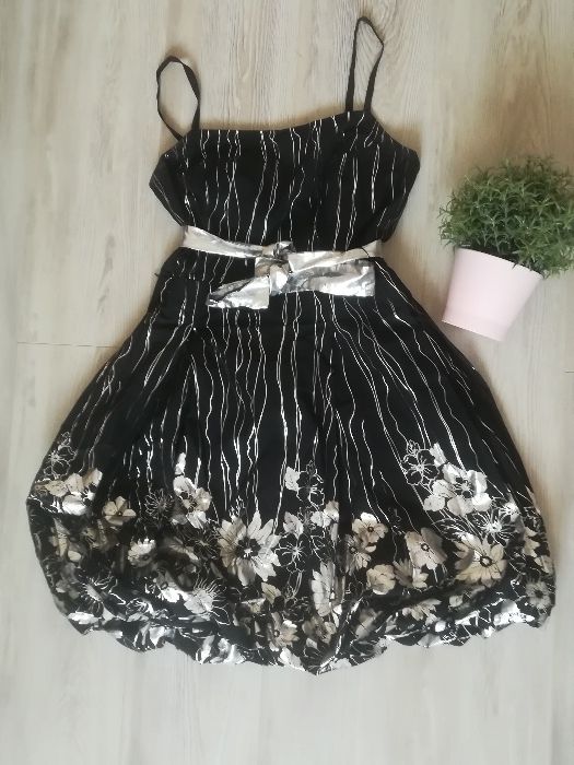 Sukienka czarno srebrna Umiks r. 40, sylwester, studniówka, karnawał
