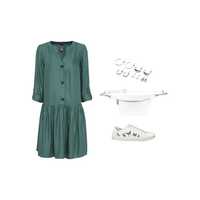 bonprix zielona sukienka koszulowa długi rękaw na guziki 48
