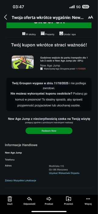 Oddam za darmo wejscie do parku trampolin
