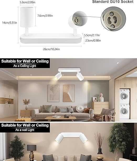 BOYIR Nowoczesny Obrotowy Reflektor Sufitowy LED GU10 2 Strumienie