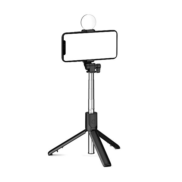 Selfie stick WH1YXS teleskopowy tripod 1m z okrągłą lampą i uchwytem n