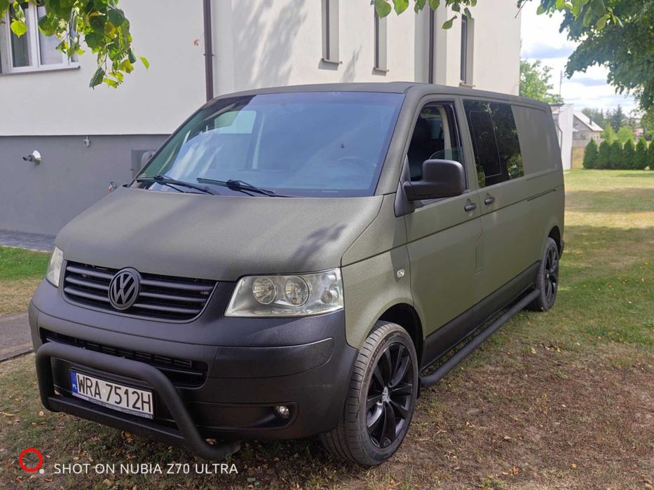 VW T5 2007r./5 os/Wersja Long/Drzwi przesuwne z obu stron/Raptor Khaki