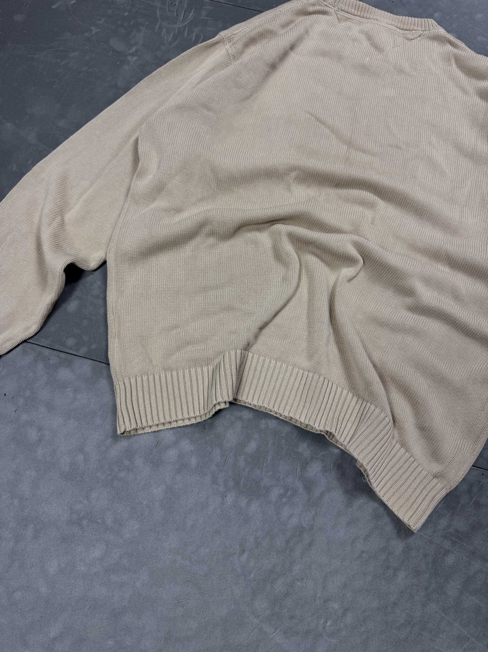 Tommy Hilfiger beżowy gruby sweter knit retro 90s (L/XL) streetwear