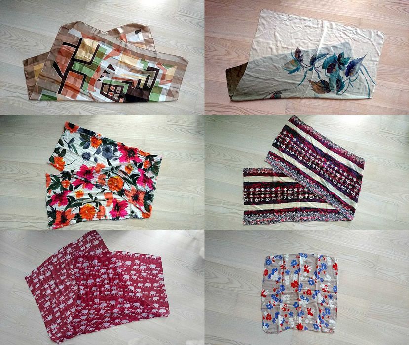 Zestaw: Apaszki / chusty damskie, cena za sześć sztuk