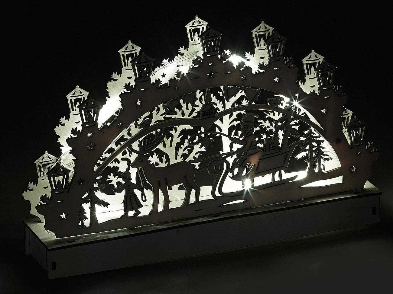 Britesta Drewniany łuk świetlny z oświetleniem LED i motywem renifera