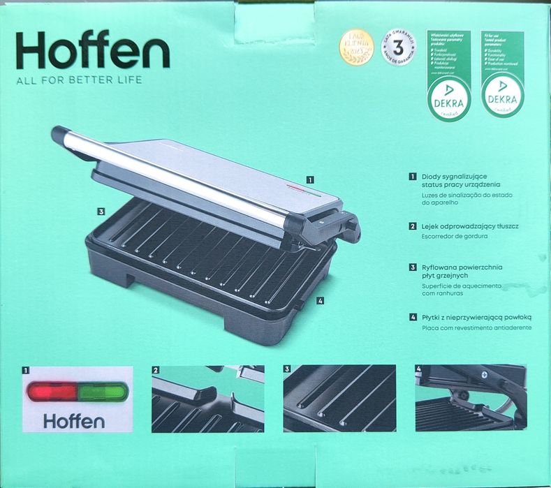 Grill elektryczny Hoffen  na gwarancji , raz użyty.