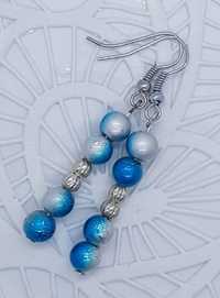 Turkusowe niebieskie srebrne kolczyki handmade