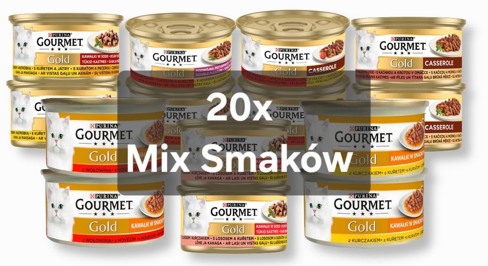 Gourmet Gold 20x + Gratis, Mix Smaków Purina Pokarm dla Kota Karma