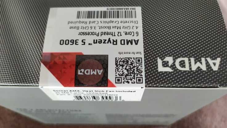 Processador AMD Ryzen 5 3600 6-Core (3.6GHz-4.2GHz) 36MB AM4 (Selado)