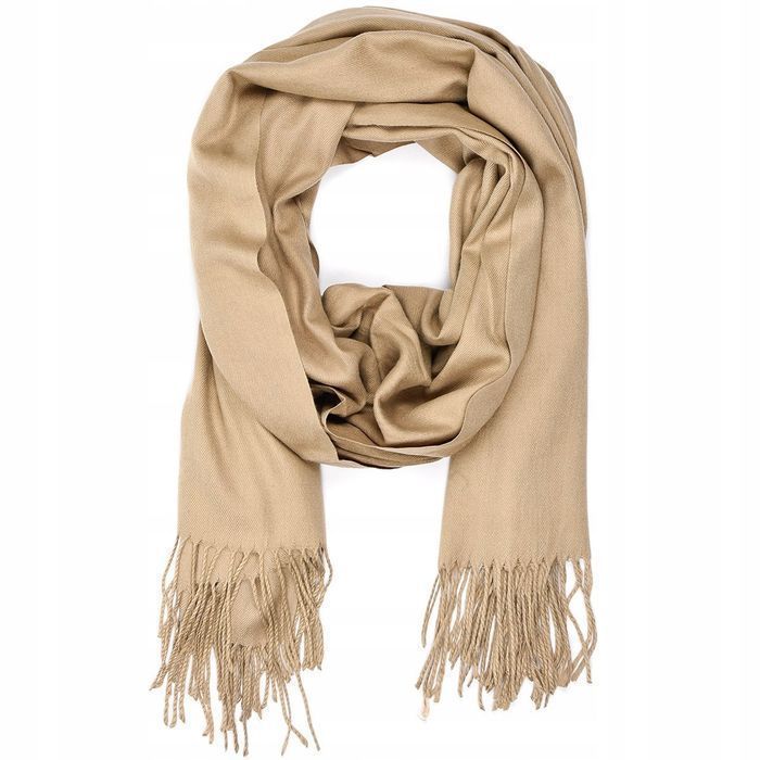 Bawełniany duży szalik damski chusta frędzle szal brązowy wieczorowy