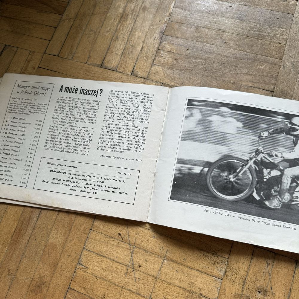 Program żużel wrocław 1971 mistrzostwa świata broszura