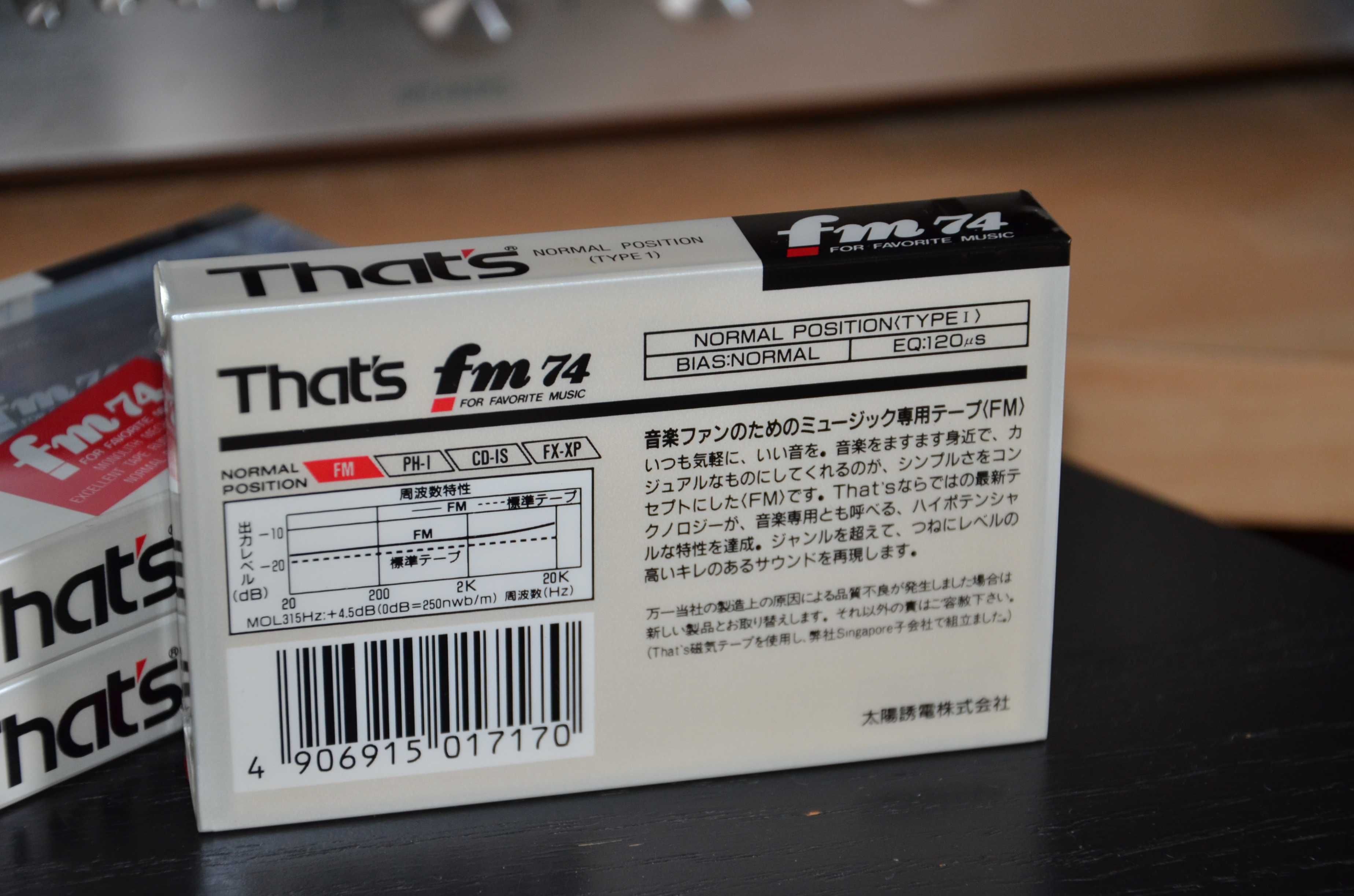 Раритетная коллекционная аудиокассета THAT'S FM 74 Made in Japan 1990