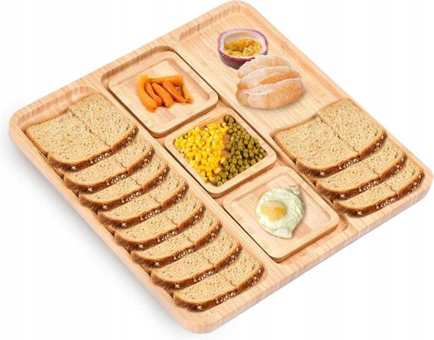 Deska taca do serwowania serów przekąsek 33x33 cm drewno bambusowe