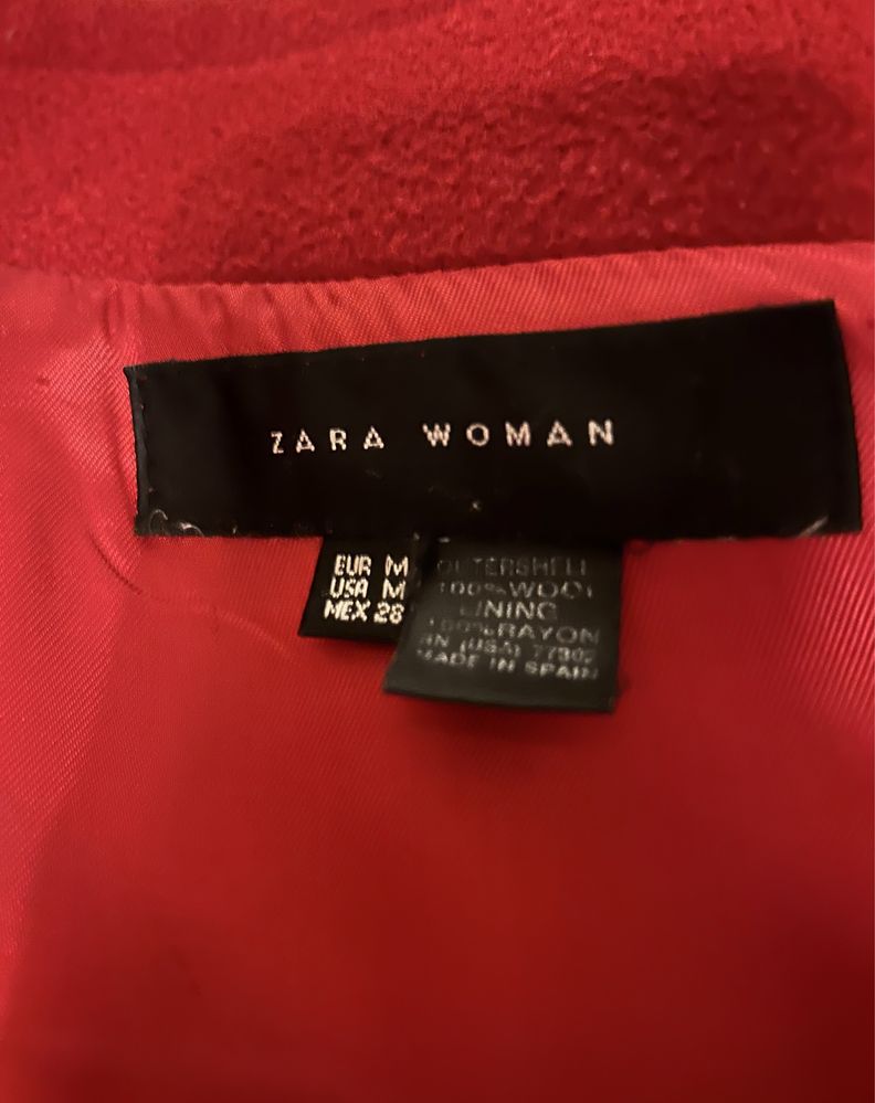 Sobretudo Zara Woman Vermelho 100% Lã