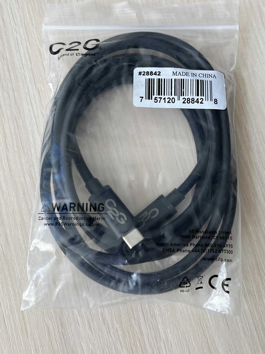 Кабель шнур С2G Thunderbolt 3 USB-C 3.0 Cable typeC 2м оригінал