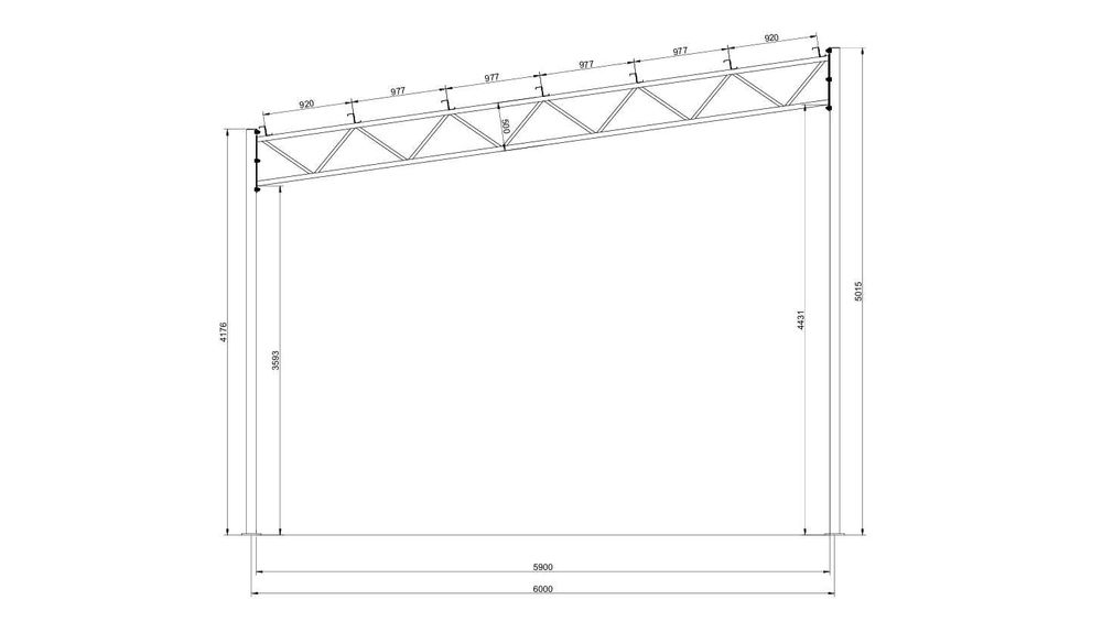 Przęsła dachowe z słupami 6m i 7m wysokie 4/3 i 5/3