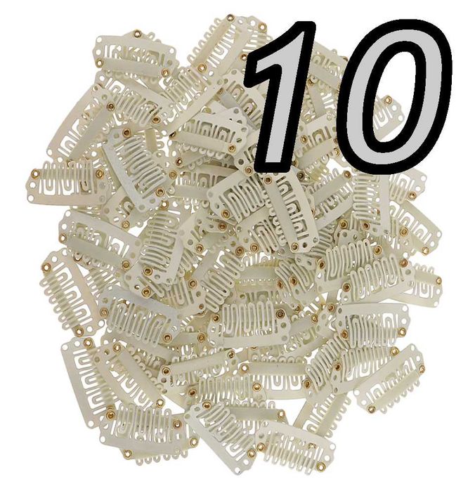 Zapasowe spinki do włosów clip in białe 2,8 cm 10 sztuk