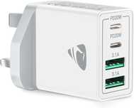 4 portowa szybka ładowarka do telefonu 40w 2xusb c 2x usb a wtyczka uk