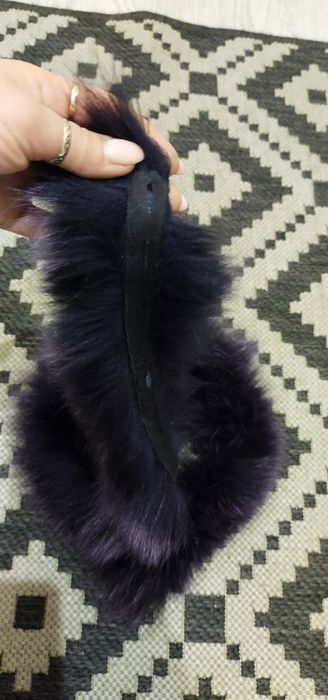 Futerko naturalne obszycie kaptura fioletowe