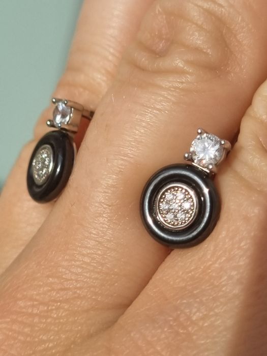 Сережки та перстень кераміка та срібло 925 проби, Італія