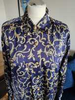 Granatowa bluzka vintage 36 38 / bogato zdobiona jak Versace