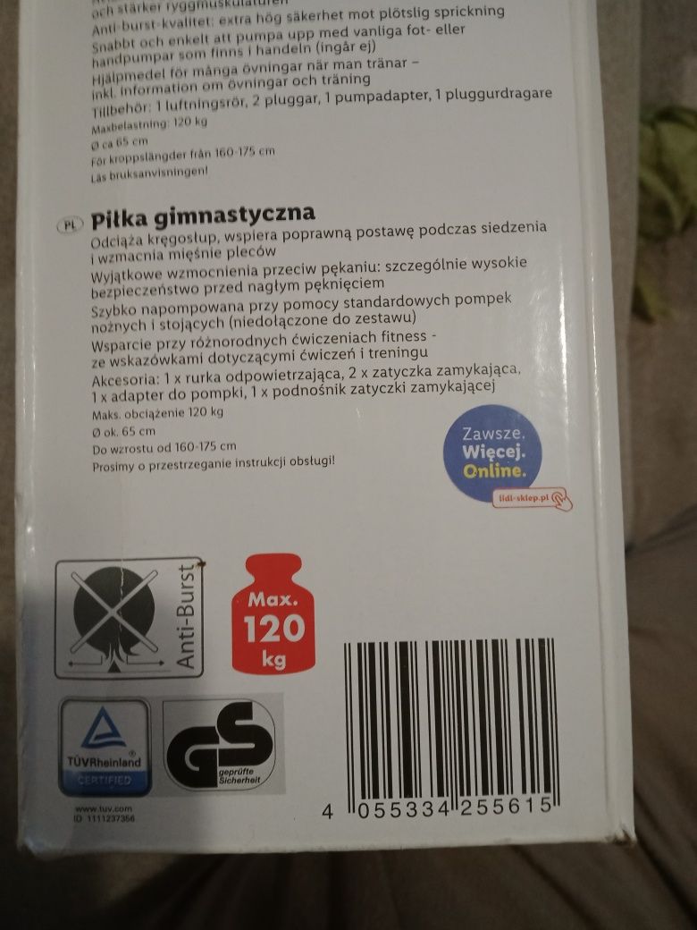 Nowa czerwona piłka gimnastyczna o przekroju 65 cm marki Crivit