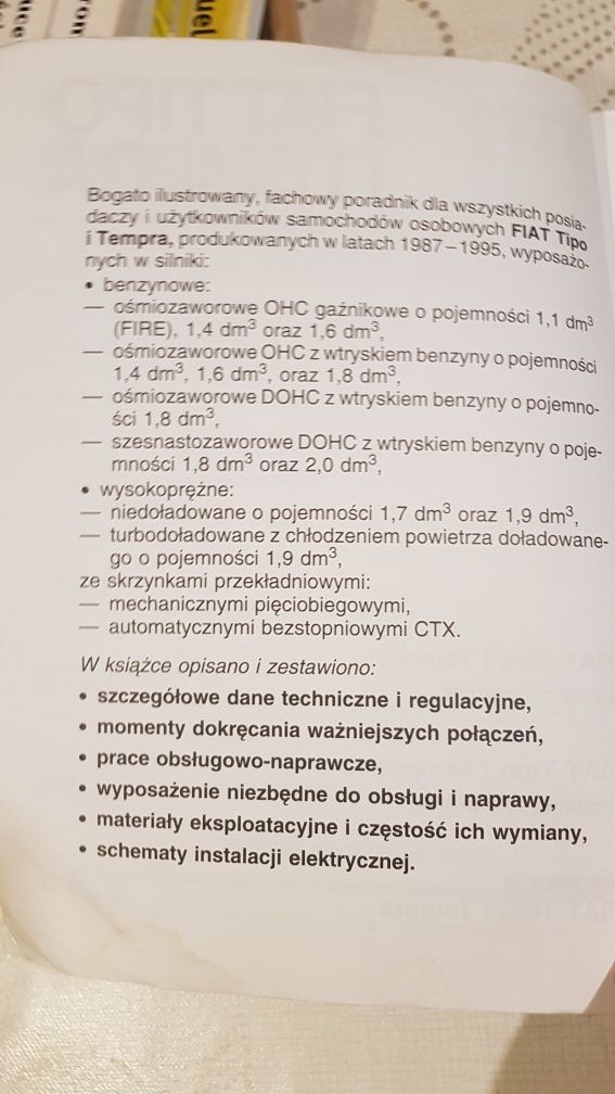 Książka Fiat Tipo i Tempra. Instrukcja obsługi i naprawy