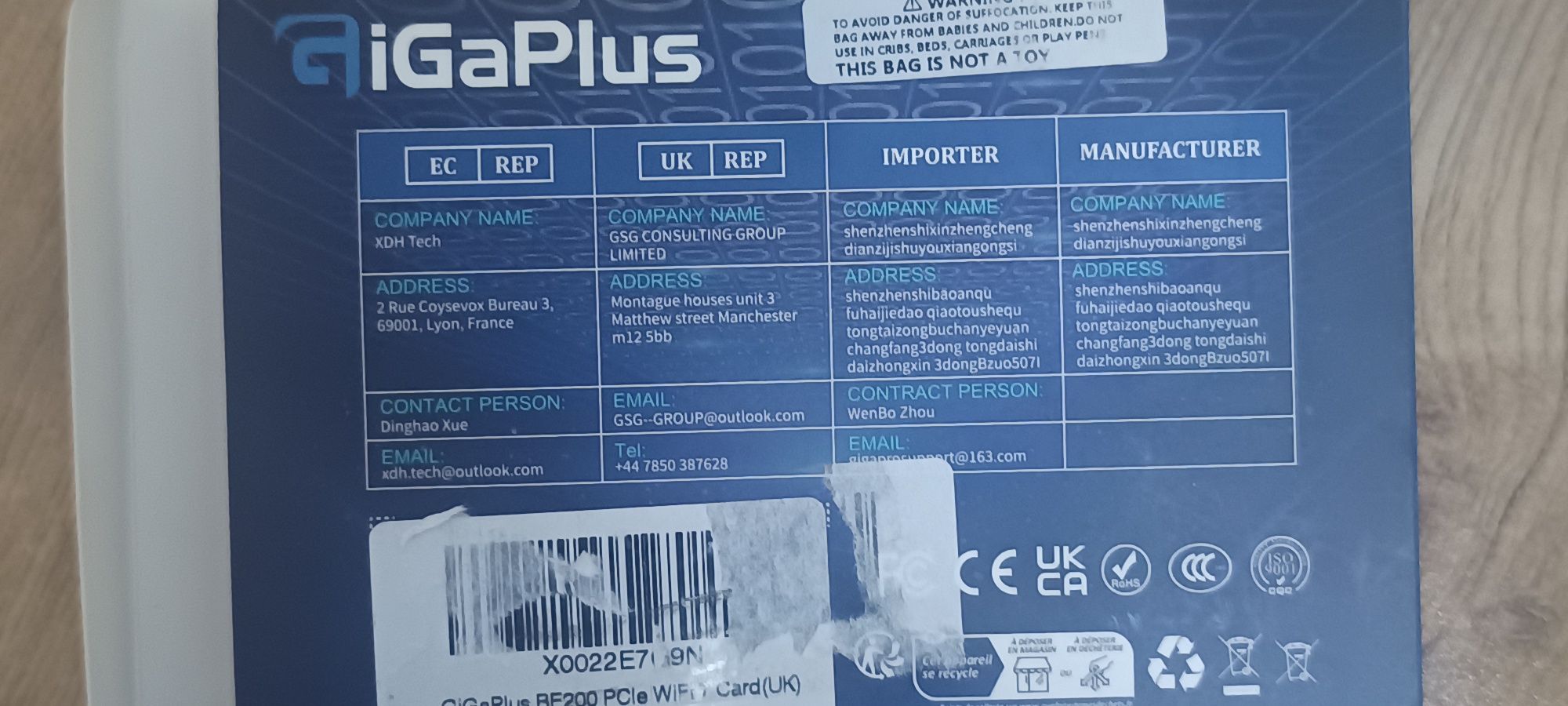 Karta sieciowa Intel Wi-Fi 7 BE200.NGWG  wi fi Card  GigaPlus