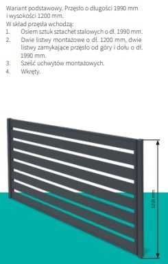Płot Metalowy Przęsło Ogrodzeniowe Panel 120x200cm Mat Trzy Kolory