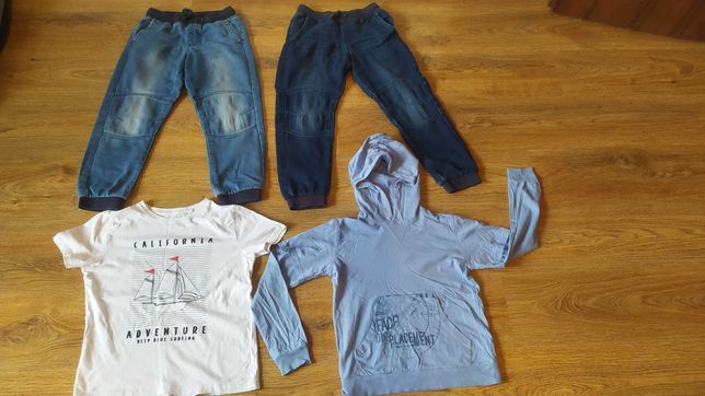Paka ubrań dla chłopca, bluza, jeansy, koszulka - rozmiar 140