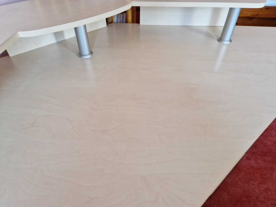 Tanie duże biurko dla nastolatka / biurowe narożne jasne -  buk