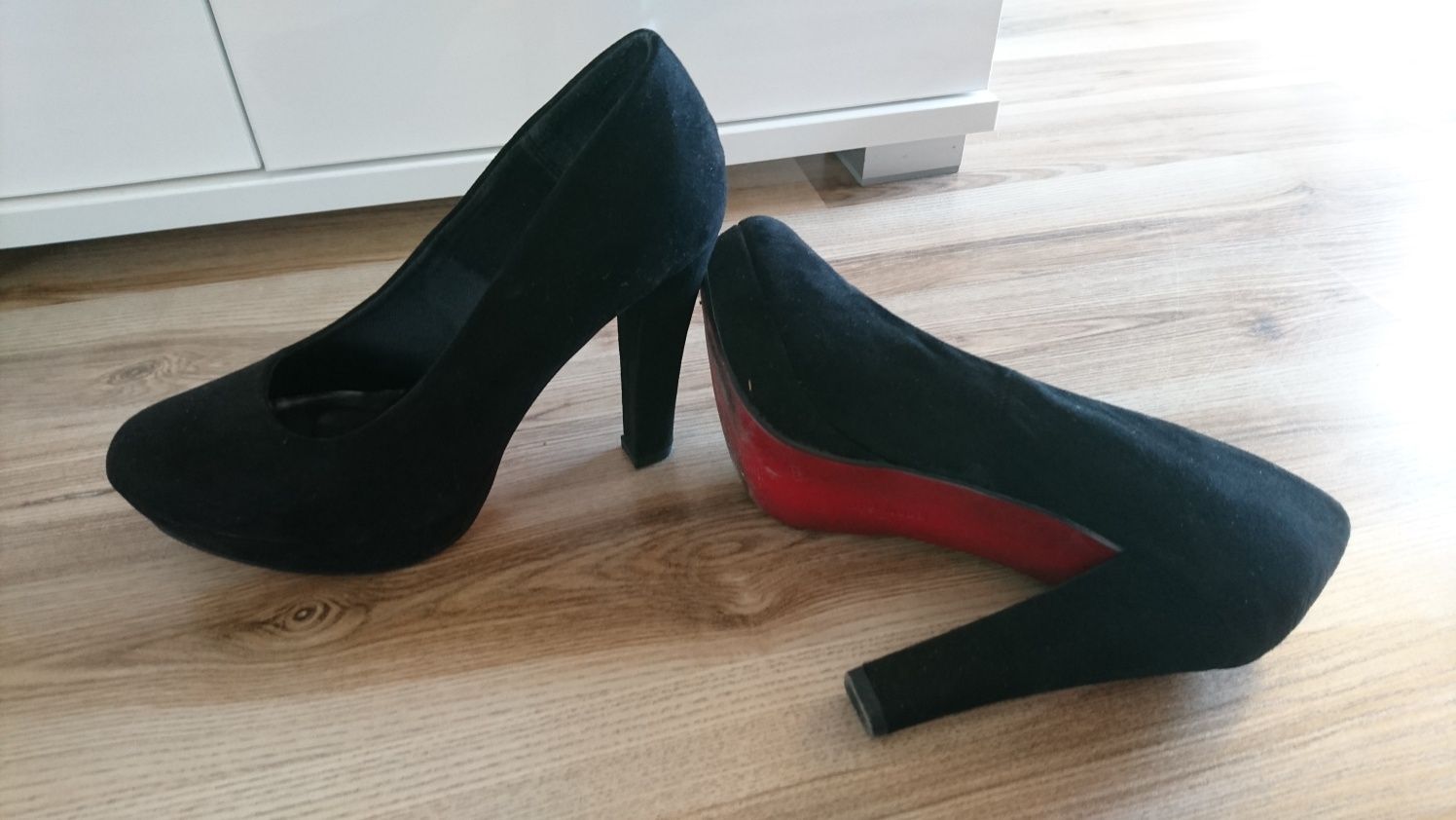 Czarne półbuty obcasy na platformie klasyczne eleganckie r. 38