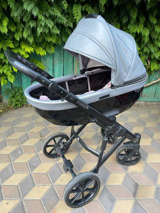 Детская коляска из экокожи 2 в 1, Victoria Gold Crystal (Графит)