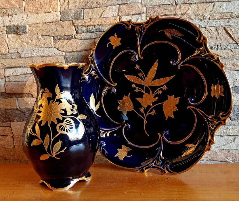 Ваза і цукерниця. JLMENAU. KOBALT.